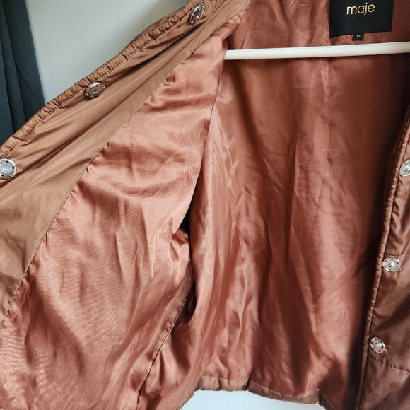 MAJE Gueli Puffer Cocoon Jacket in Mocha Mousse - OS - Picture 8 of 16